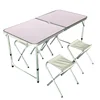 Rectangular Plastic Foldable Portable Camping Picnic Folding Table With 4 Pcs Stools