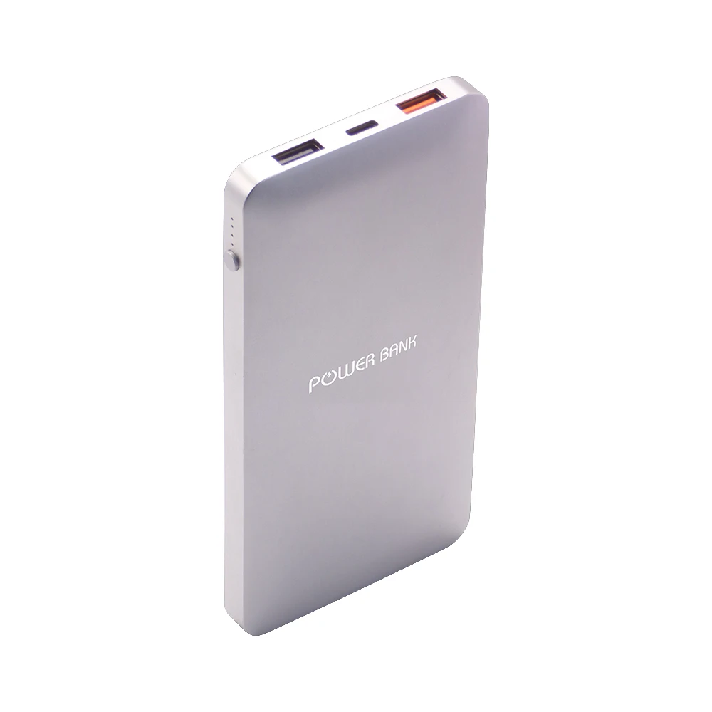 

Portable Quick Charge 3.0 Powerbank Custom Logo Slim Mini 10000mAh USB-C Power Bank, Black, gray, silver(support custom)