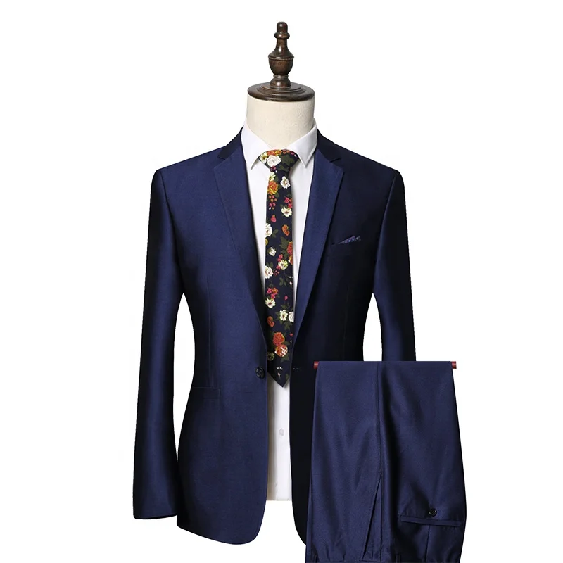 

In-Stock Factory Royal Blue Coat Pant Suit Set Pants Blazer Men Clothing Slim Fit Suits, Black