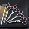 6-inch professional pet dog beauty scissors Set Red finger ring stainless steel thin teeth scissors