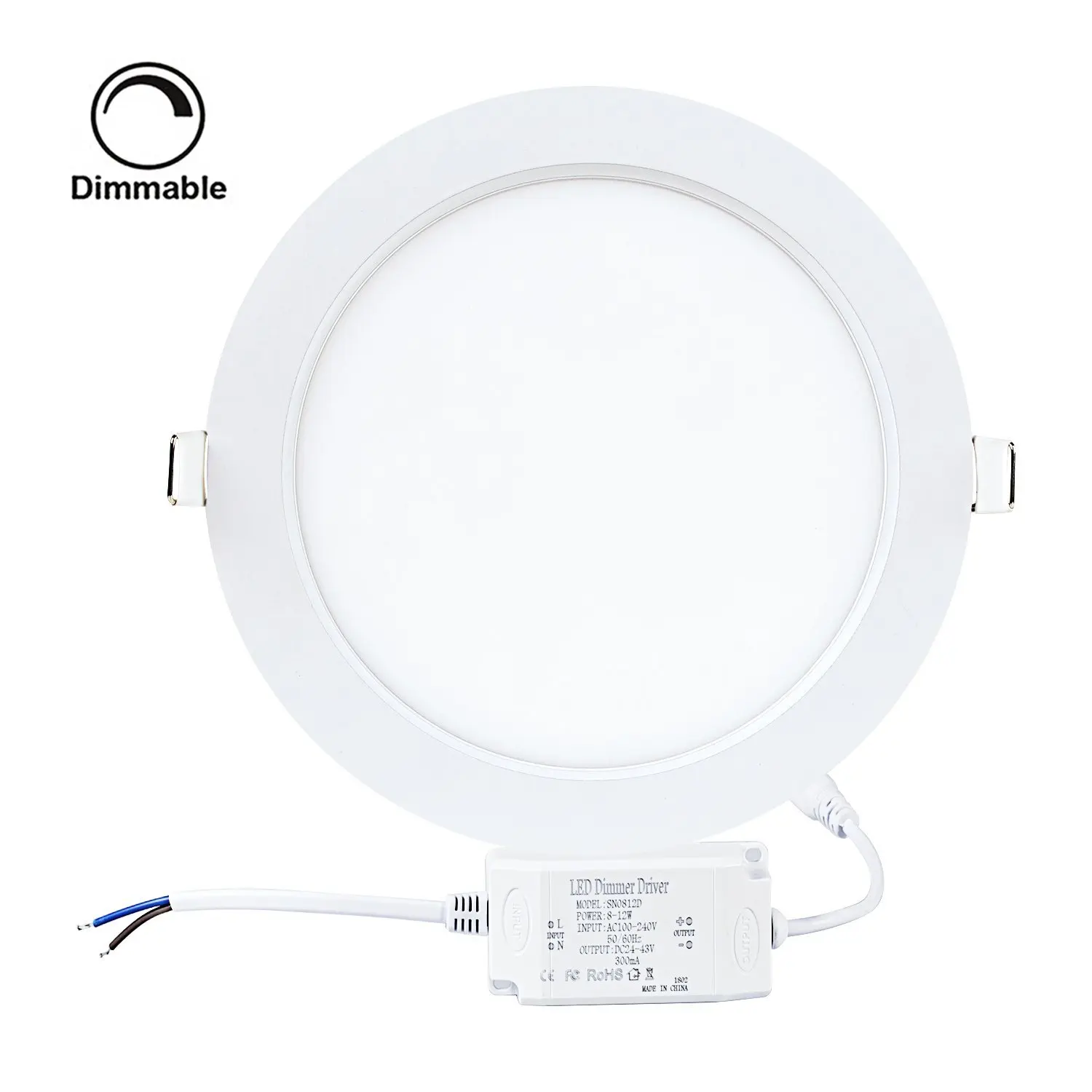 9W 5" Dimmable LED Recessed Panel Light,Ultra-thin Round LED Panel Light,5000K Daylight White,720lm,LED Recessed Ceiling Downlight Fixture,110V LED Driver Included