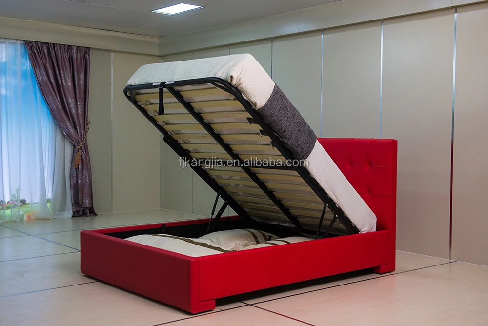 
Modern Style Red PU PVC Lift Storage Bed #1512 