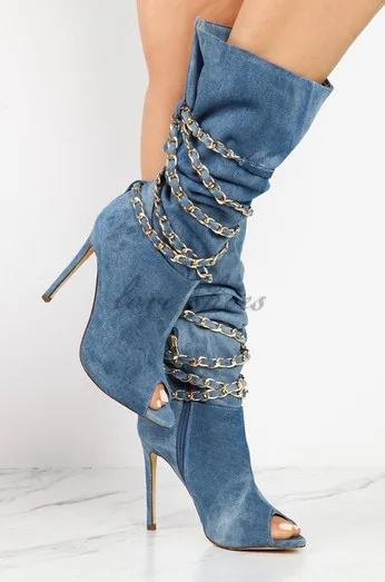 New Design Chain Details Ankle Short Boots - Buy Women Boots,Women High ...