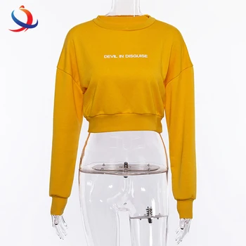 yellow sweatshirt crop top