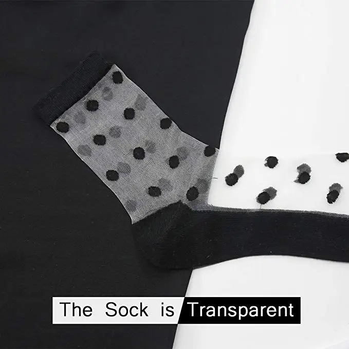 
Short Socks, Fun Pattern Silky Net Ultrathin Transparent Clear Nylon Ankle Dress Socks 