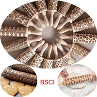 

100% handmade Engraved flower patterns wooden Embossing Rolling Pin for cookies customized size and patterns accept