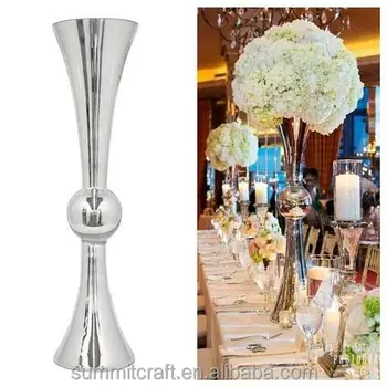 Wholesale High Quality Event Decoration Silver Gold Trumpet Vase