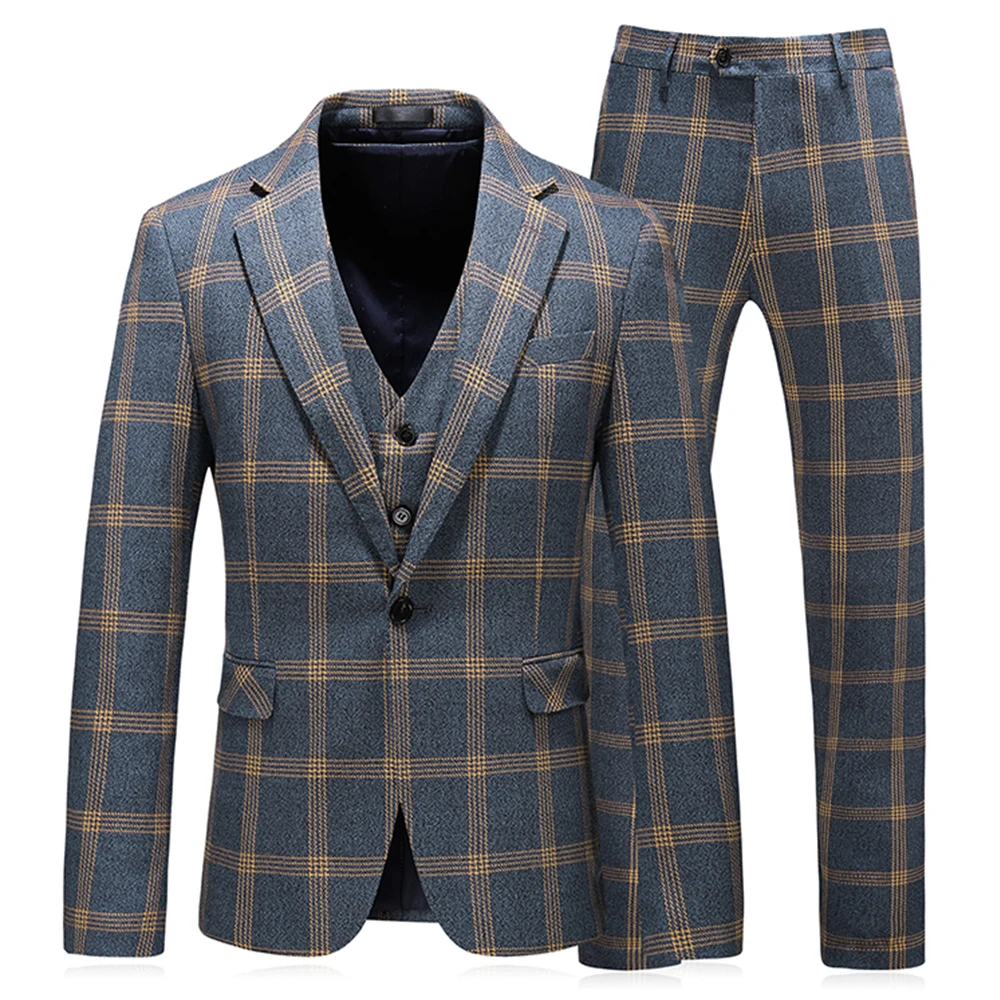 

Vintage Plaids Tweed Business Wedding Suit For Men