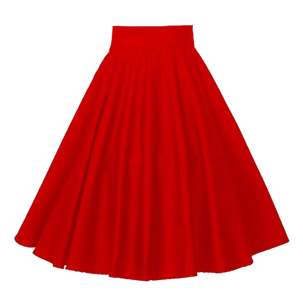 

Custom Plus Size Red Pin Up Skirt Womens Cotton A line Full Circle Skirts