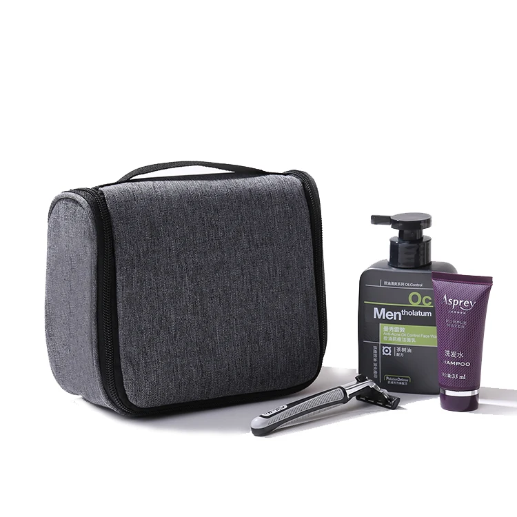 

BSCI Factory Small Wash Bag Men Gray Hanging Toiletry Bag, Gray ,customzied color