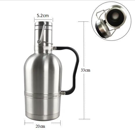 growler vacuum oz stainless steel bottle insulated handle flip walled double water