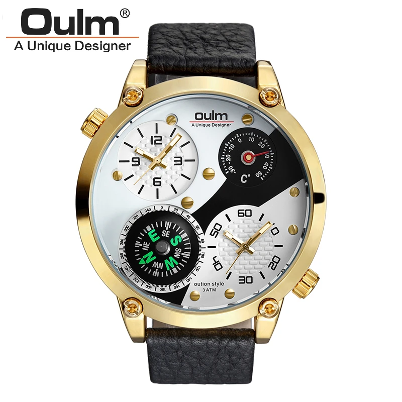 

3BAR Waterproof watches men new design OULM HP3707 casual big face quartz wristwatch factory outlet watch