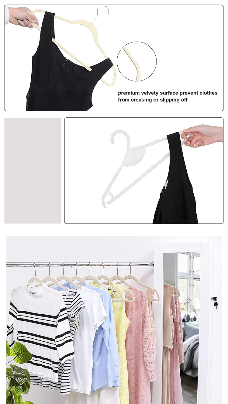 50 Pack Swivel Hooks Dress Notches Shoulder Ultra Thin Space Saving Non Slip Beige Velvet Coat Shirt Dress Suit Clothes Hangers.jpg