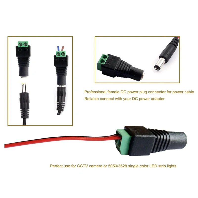 2.1x5.5mm Angle DC Power Plug Male 27cm Cable 12V CCTV LED Strip Jack Lead 