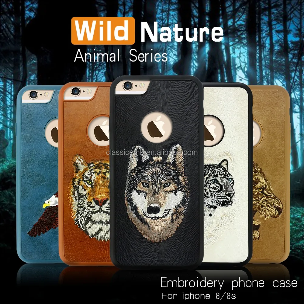 Hot sale nimmy embroidery animal design TPU phone case for iphone6 /6s