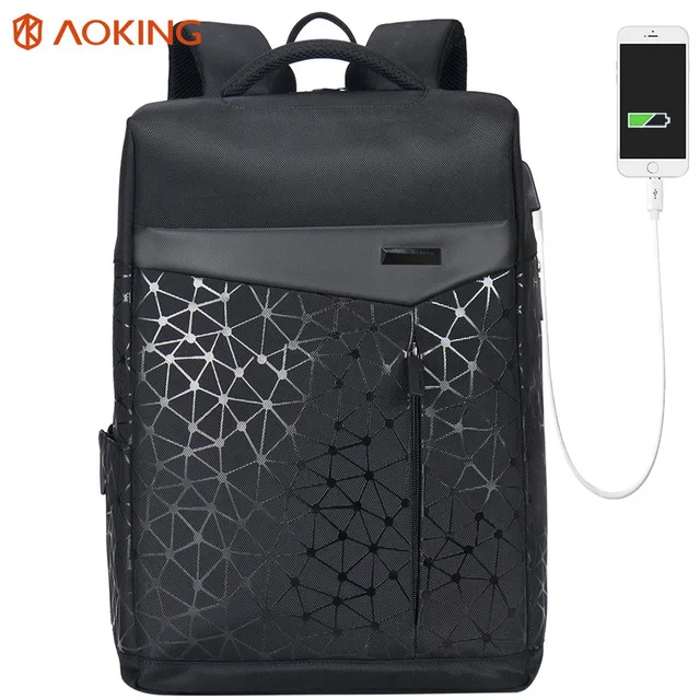 

AOKING new arrival polyester charging backpack bag business usb travel laptop backpack charger sac a dos