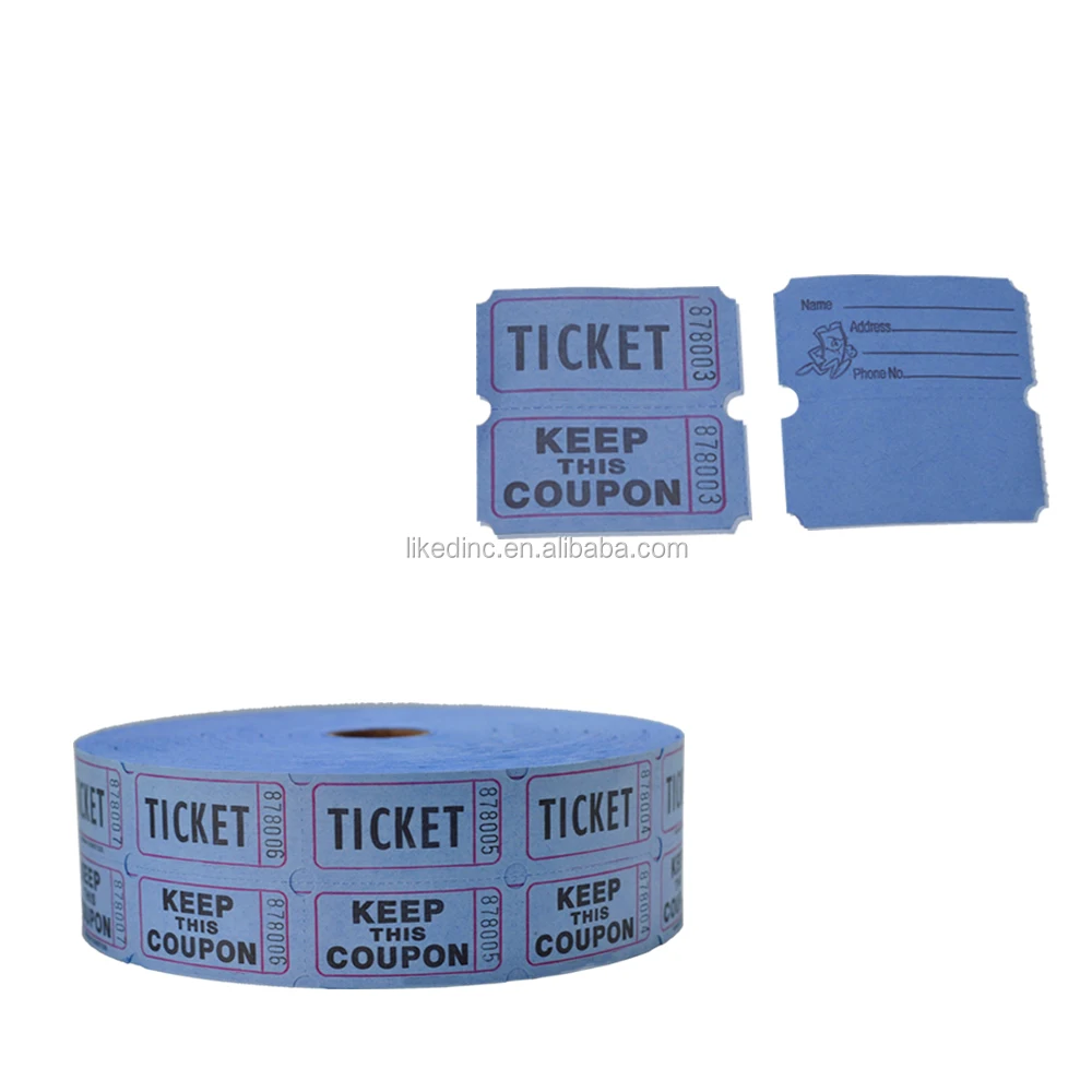Blue Consecutively Numbered Double Ticket Roll 2000 Tickets per Roll 