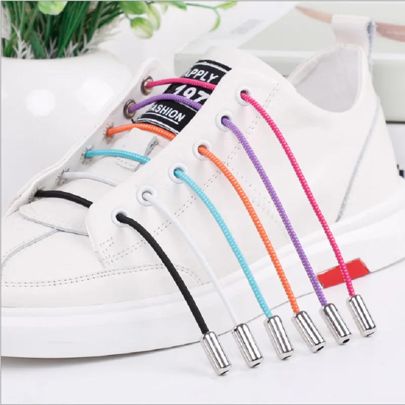 

New Fashion Lazy No Tie Capsule Shoelaces Metal Pill Style Button, Picture color or custom color