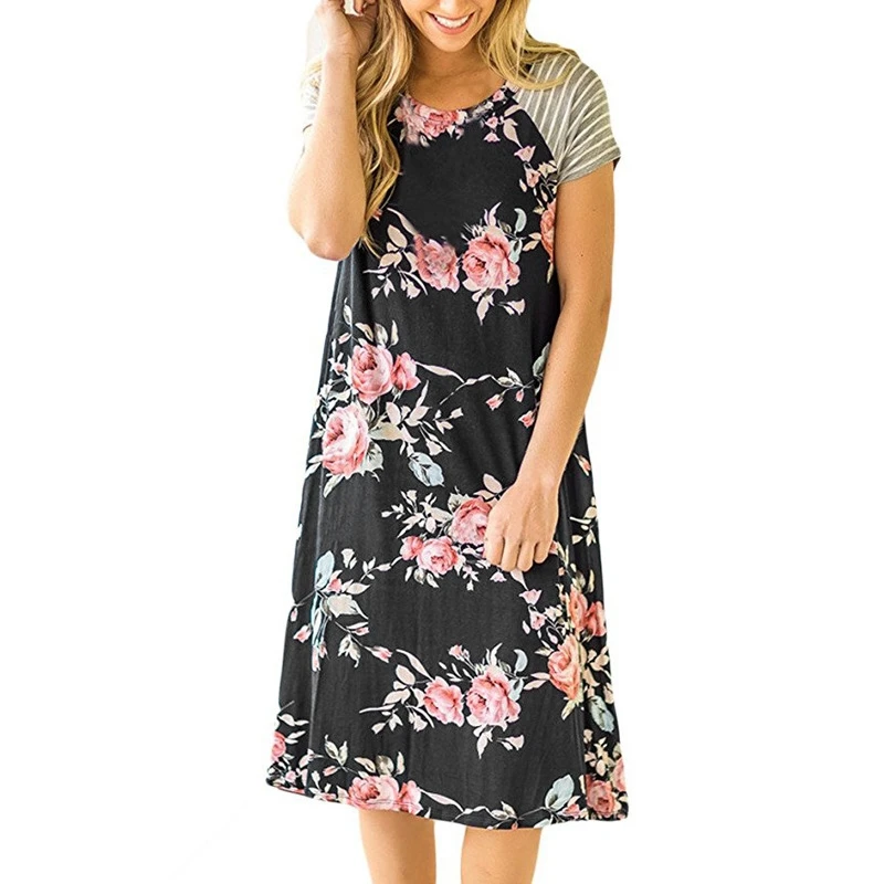 

Casual Dress Women Clothes, Summer Dresses Women,A-line T-shirt Dress, Color