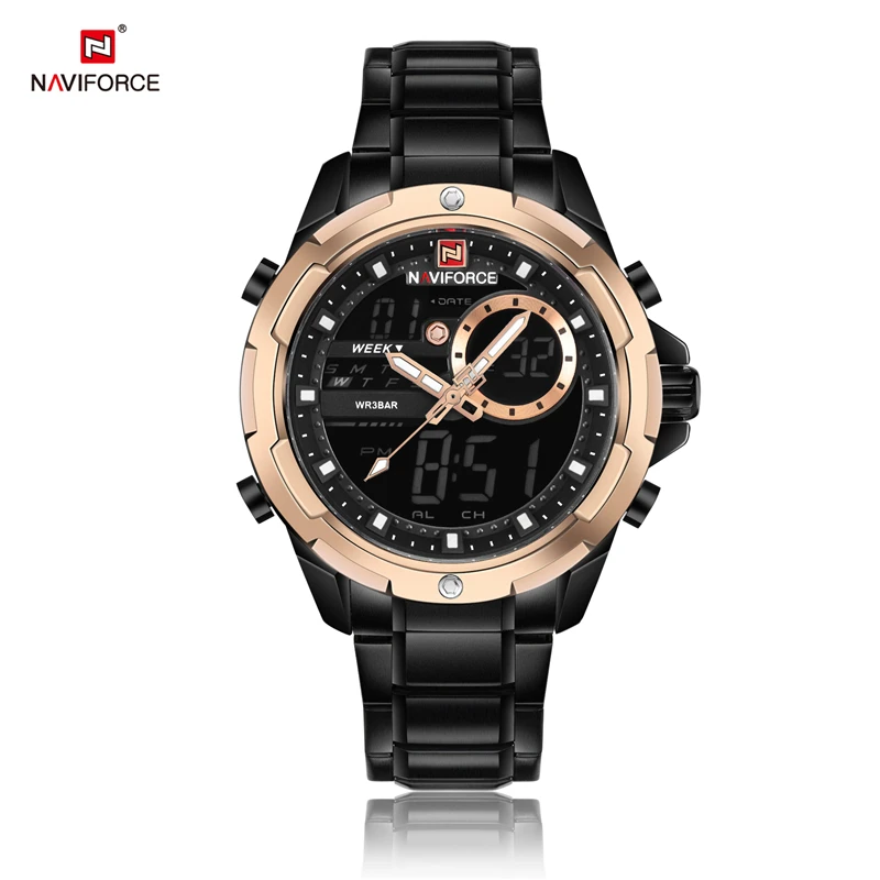 

NAVIFORCE 9120 Top Brand Men Sports Watches Waterproof Steel LED Digital Watch Mens Analog Quartz Wrist Watch Relogio Masculino, N/a