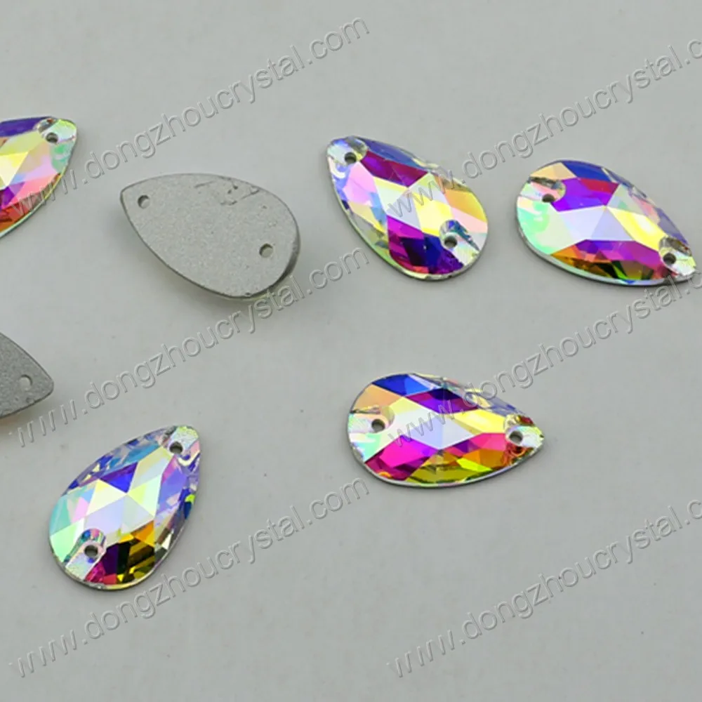 
DZ-3065 drop 7x12mm ab color sew on crystal stones for clothing 