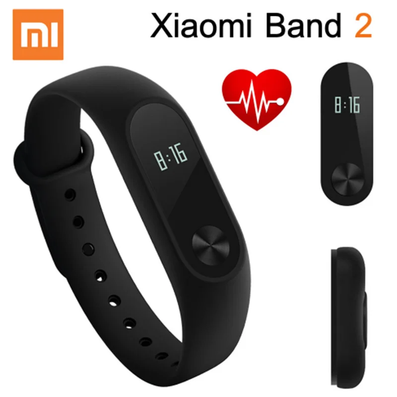 

Original Xiaomi Mi Band 2 Smart Bracelet Wristband Miband 2 Fitness Tracker Android Bracelet Smartband Heart rate Monitor, Black