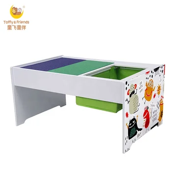 wooden activity table with storage