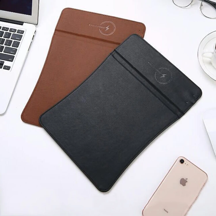 

gadgets 2018 technologies qi fast 10w charging wireless charger mousepad leather PU mouse pad