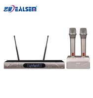 

Dual channel UHF rechargeable wireless microphone for karaoke