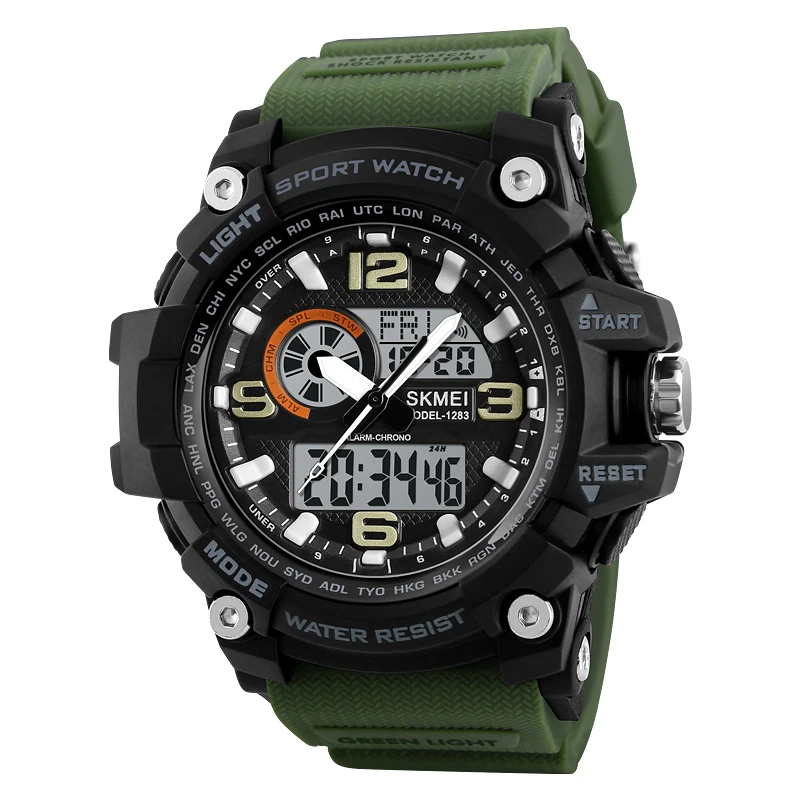 

SKMEI 1283 Reloj Military Analog Digital Jam Tangan Sport Watches Men, Red;black;blue;army green;khaki;black/red/customized