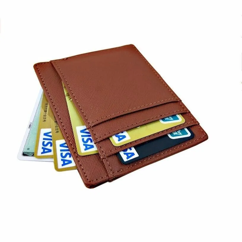 

Genuine Leather Wallet Cardholder Mens Slim RFID Blocking Brown Color