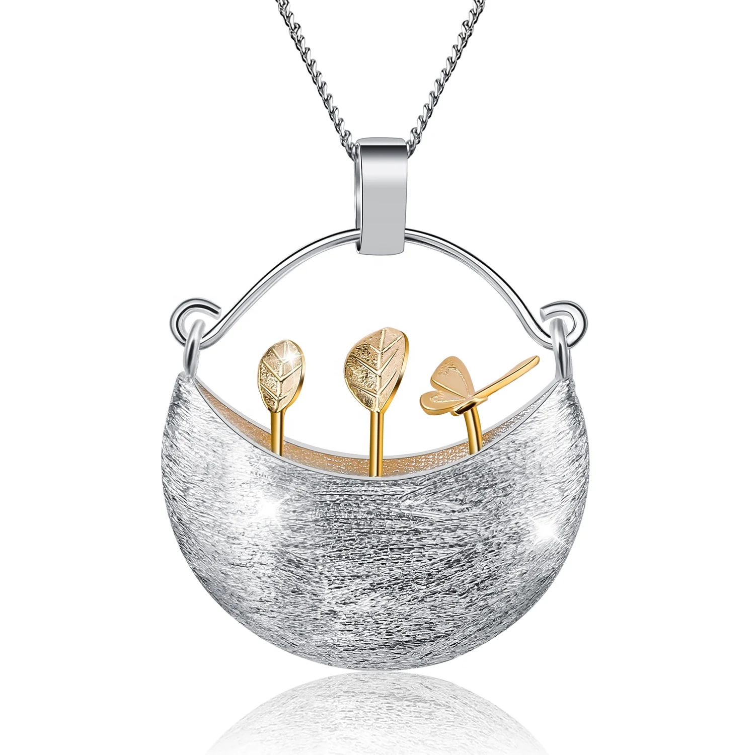 

Vintage design 925 silver flower of life pendant, Brushed silver