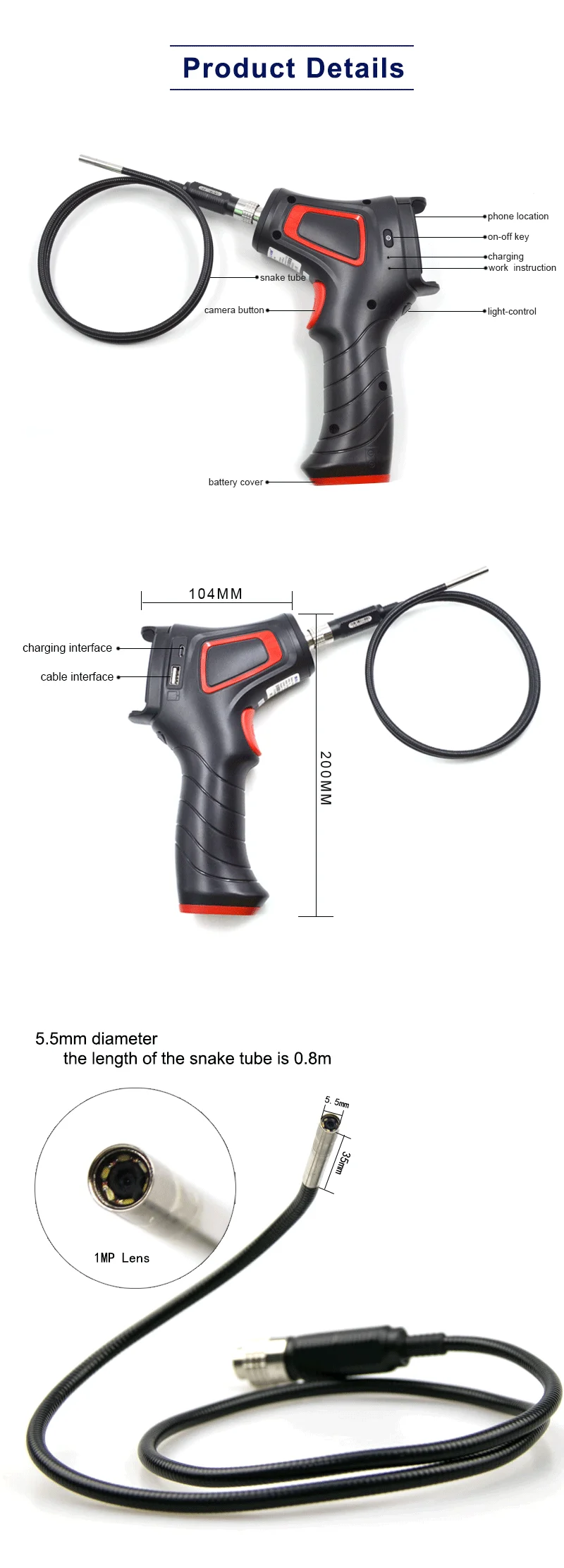 Portable 360 Degree Camera For Phone Waterproof Android Endoscope