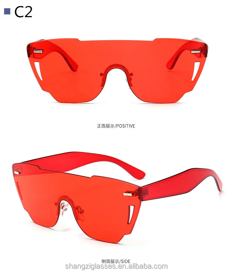 

Newest Rimless Sunglasses Mono Lens Irregular Oversized Transparent Colorful Frameless Sunglasses