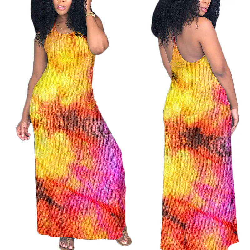

90305-MX64 2019 summer new arrival women xxl flower maxi dress