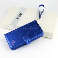 Wholesale high quality blue custom leather mobile cell phone case