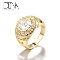 

DTINA 18k Gold Plated Wedding Rings Fashion Jewelry Gemstone Men Ring With Cubic Zirconia
