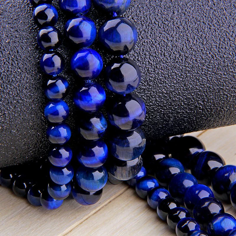 

Wholesale Natural Blue Tiger Eye Beads Stone Round Polished Loose Beads 15 inches 6mm 8mm 10mm