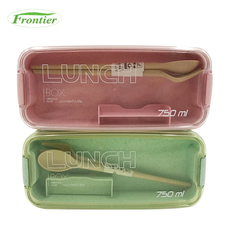 

750ml Healthy Material 2 Layer Wheat Straw Bento Boxes Microwave Dinnerware Food Storage Container Lunch Box, Pantone color