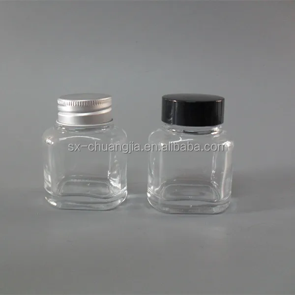 

50ml clear glass bottle jar for ink with aluminium plastic lid