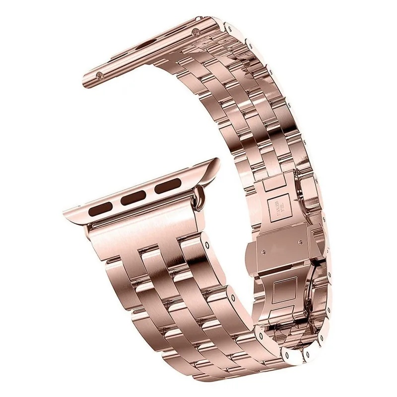 

Factory Price Five Links Solid Stainless Steel Metal Watch Band for Apple Watch Series 1 2 3 4, 3 colors available