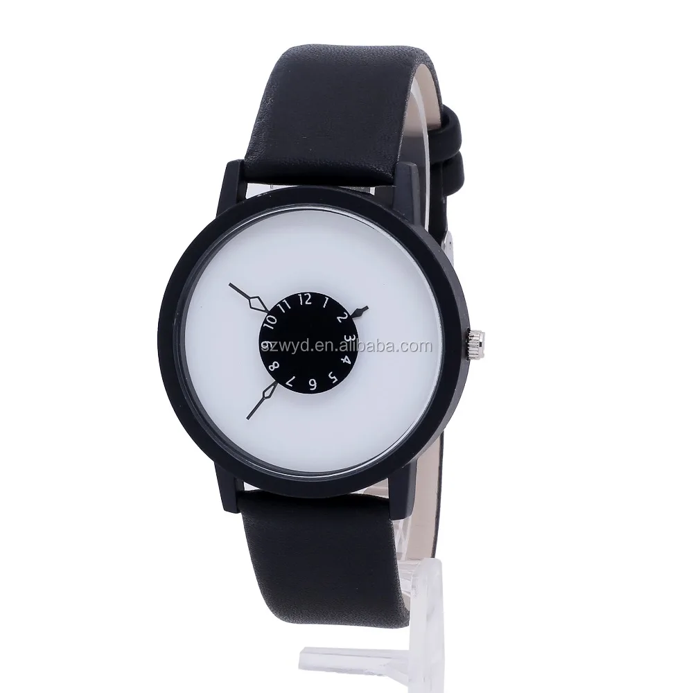 

Christmas Promotion Gift Lovely Watches Digital Quartz Wristwatches with Leather Band watch, Black;white