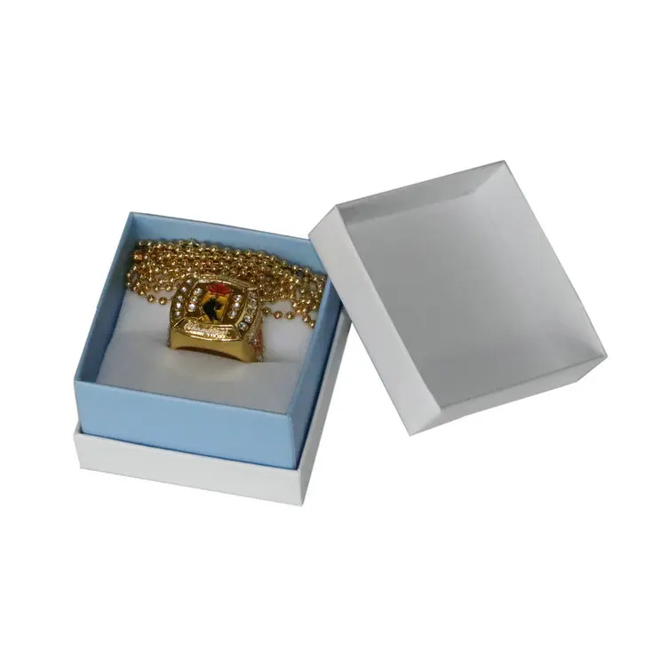 

luxury wedding small fancy paper cardboard white blue ring box