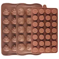 

Factory Custom 28-cavity Emoji Poop Emoticon Cake Moulds Smiley Silicone Candy Baking Chocolate Molds Pack of 3
