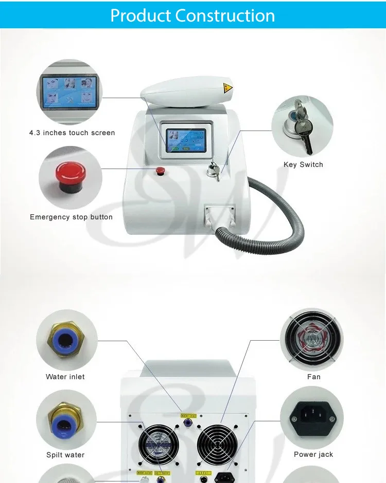 Sanwei SW-F04 professional q-switched nd yag laser tattoo removal machine portable beauty equipment