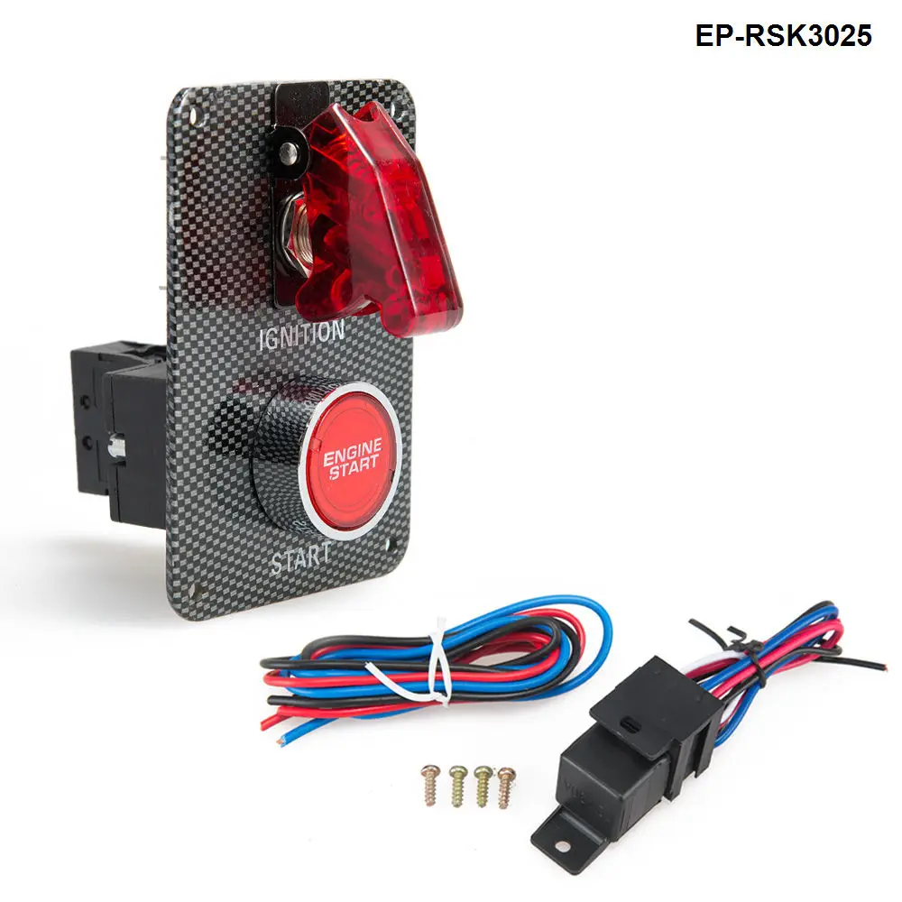 Pannello Interruttori di Accensione per Auto da Corsa 12V con Interruttori a Levetta per Pulsante di Avviamento del Motore Pannello in Fibra di Carbonio Luce LED per Auto da Corsa Barca Camion