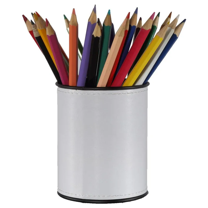 black cylindrical container round tube leather pen holders