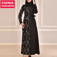 

6168# Islamic clothing wholesale modest women fashion beautiful ladies fancy prom sequin evening gown abaya muslim dresses