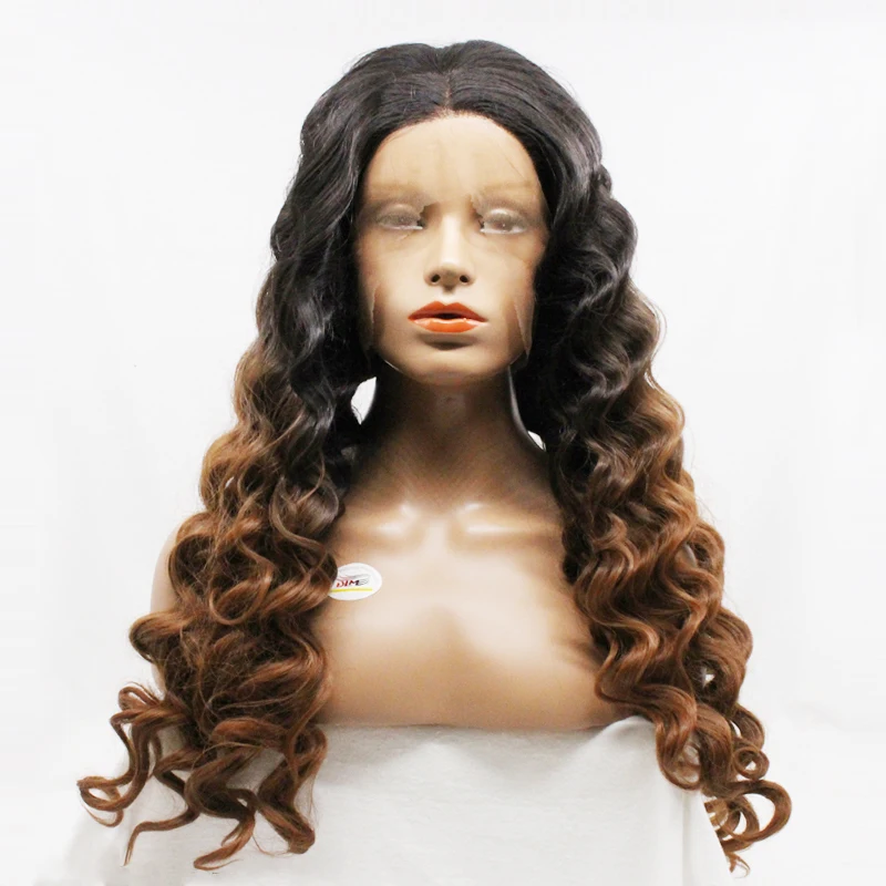 

2017 hot new products high density synthetic hair ombre two tone front lace wigs