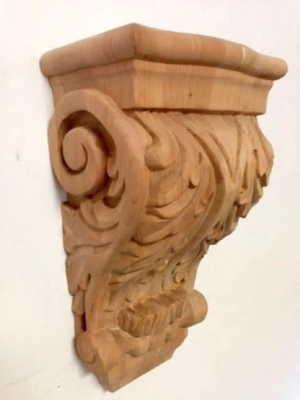Pair of Acanthus Leaf Design Cherry Wood Hand Carved Corbels 2 Corbels